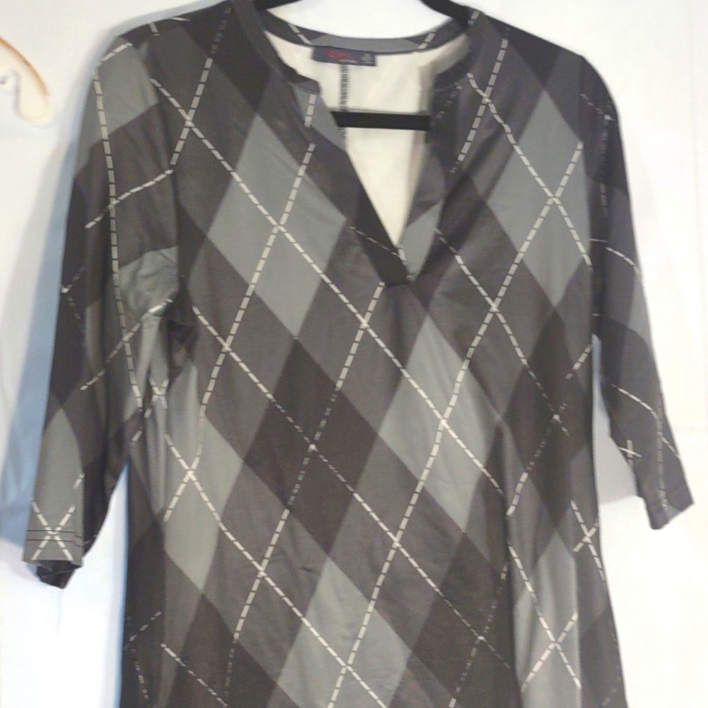 NEW, AZELEA TUNIC OR DRESS GEOMETRIC PLAID DESIGN